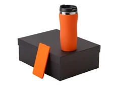 Набор подарочный Color It: бутылка для воды на 350 мл, внешний аккумулятор 5000 mAh, оранжевый фото