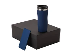 Набор подарочный Color It: бутылка для воды на 350 мл, внешний аккумулятор 5000 mAh, темно-синий фото