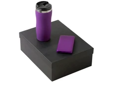 Набор подарочный Color It: термокружка, внешний аккумулятор на 10000 mAh, фиолетовый фото