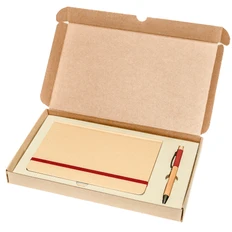 Набор подарочный Eco Basic: блокнот А5 и шариковая ручка из бамбука, красный / бежевый фото