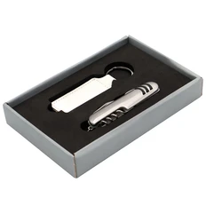 Набор подарочный «Элемент»: нож многофункциональный и брелок, белый фото