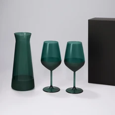Набор подарочный Emerald: декантер, два бокала для вина, зеленый / черный фото