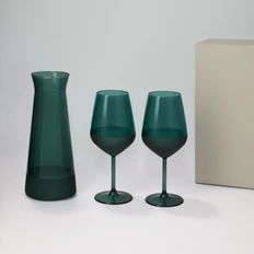 Набор подарочный Emerald: декантер, два бокала для вина, зеленый / серый фото