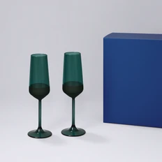 Набор подарочный Emerald: два бокала для шампанского, коробка подарочная, зеленый / синий фото