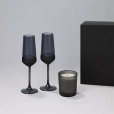 Набор подарочный Enigma, Black Edition: два бокала для шампанского, свеча, черный фото