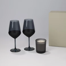 Набор подарочный Enigma, Black Edition: два бокала для вина, свеча, черный / серый фото