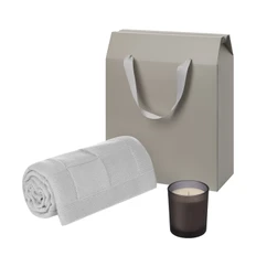 Набор подарочный Enigma, Cella Soft: свеча, вязаный плед, серый фото