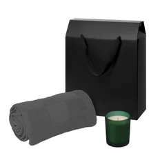 Набор подарочный Enigma, Cella: свеча, вязаный плед, зеленый фото