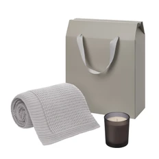 Набор подарочный Enigma, Malta Soft: свеча, вязаный плед, серый фото