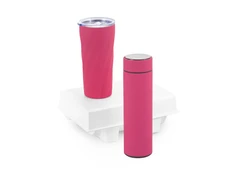 Набор подарочный Family: с термосом и термокружкой, розовый фото