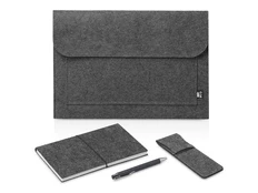 Набор подарочный Feltset: чехол для ноутбука, блокнот, ручка шариковая, футляр для ручки, серый фото