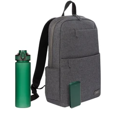 Набор подарочный Forst: рюкзак, внешний аккумулятор 10000 mAh, бутылка для воды, серый / зеленый фото