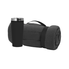 Набор подарочный «Фортуна»: плед флисовый, термостакан, черный фото