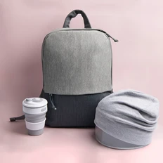 Набор подарочный Graygo: шапка, стакан складной, рюкзак, серый фото