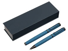 Набор подарочный из 2-х ручек Lettertone Black Lama, soft-touch, синий фото