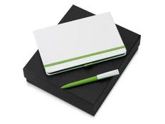 Набор подарочный Jacque White: ежедневник, ручка шариковая, белый / салатовый фото