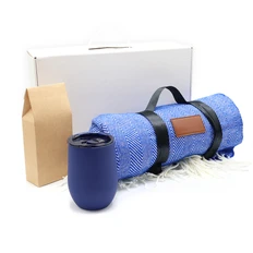 Набор подарочный Keep Calm: плед, термокружка, чай, синий фото