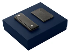 Набор подарочный Long River: картхолдер, ключница, черный / синий фото