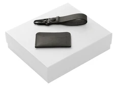 Набор подарочный Long River: картхолдер, ремешок для ключей, черный / белый фото