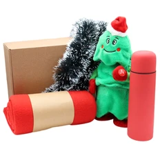 Набор подарочный «Музыкальный»: плед, термос, мягкая игрушка, новогодняя мишура, красный фото