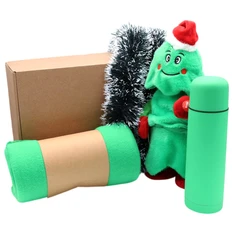 Набор подарочный «Музыкальный»: плед, термос, мягкая игрушка, новогодняя мишура, зеленый фото