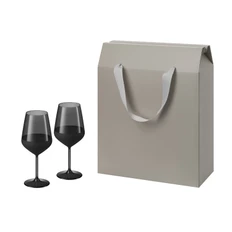 Набор подарочный Portobello Black Edition: 2 бокала для вина в большом подарочном пакете, черный / серый фото