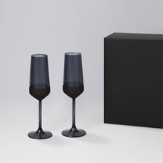 Набор подарочный Portobello Black Edition: бокалы для шампанского 2 шт, коробка подарочная, черный фото