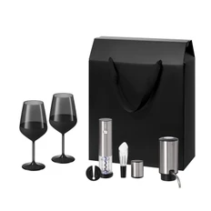 Набор подарочный Portobello Black Edition, Vintaro, Dante: 2 бокала, пробка, штопор, нож, аэратор, черный фото