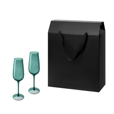 Набор подарочный Portobello Capri: 2 бокала для шампанского в большом подарочном пакете, зеленый / черный фото