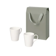 Набор подарочный Portobello: две фарфоровые кружки Vesta в коробке-пакете, белый / серый фото