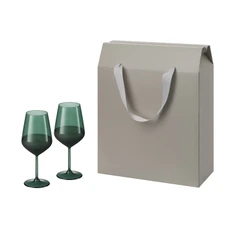 Набор подарочный Portobello Emerald: 2 бокала для вина в большом подарочном пакете, зеленый / серый фото
