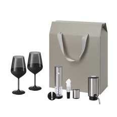 Набор подарочный Portobello Emerald Vintaro Dante: 2 бокала, набор для вина, аэратор, черный / серебристый фото