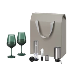 Набор подарочный Portobello Emerald Vintaro Dante: 2 бокала, набор для вина, аэратор, зеленый / серебристый фото