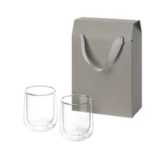Набор подарочный Portobello Lungo: два стеклянных стакана в коробке-пакете, серый фото