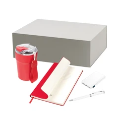 Набор подарочный Portobello Monaco: внешний аккумулятор, термокружка, недатированный ежедневник, шариковая ручка, красный  фото