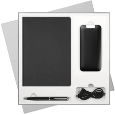 Набор подарочный Portobello Moon River: внешний аккумулятор 10000 mAh, недатированный ежедневник, шариковая ручка, черный / серый фото