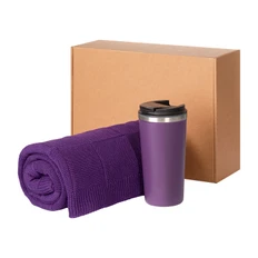 Набор подарочный Portobello Palermo Cella: плед, термокружка, фиолетовый фото