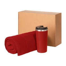 Набор подарочный Portobello Palermo Cella: плед, термокружка, красный фото