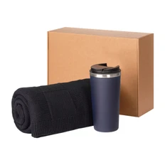 Набор подарочный Portobello Palermo Cella: плед, термокружка, синий фото