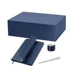 Набор подарочный Portobello Passion, Molto: беспроводная колонка, недатированный ежедневник, шариковая ручка, синий фото