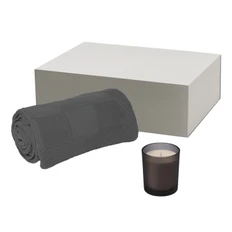 Набор подарочный Portobello: плед вязаный Cella, ароматическая свеча Enigma, серый фото