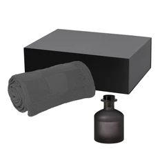 Набор подарочный Portobello: плед вязаный Cella, диффузор ароматический Mizu, серый / черный фото