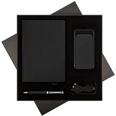 Набор подарочный Portobello Rain: ежедневник, ручка Benua, аккумулятор Starlight Plus PB 10000 mAh, черный фото