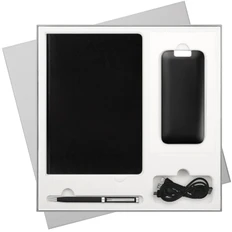 Набор подарочный Portobello River Side: внешний аккумулятор 10000 mAh, недатированный ежедневник, шариковая ручка, черный / красный / серый фото