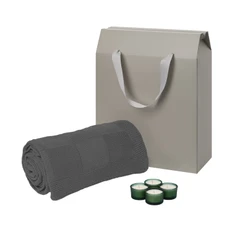 Набор подарочный Portobello Sento Cella: свечи и плед, серый / зеленый фото