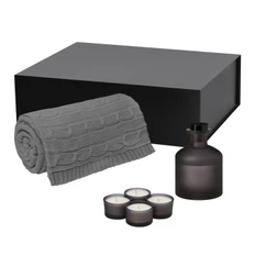 Набор подарочный Portobello Sento Fado: плед, свеча, диффузор, серый / черный фото