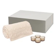 Набор подарочный Portobello Sento Fado: плед, свечи, бежевый / серый фото