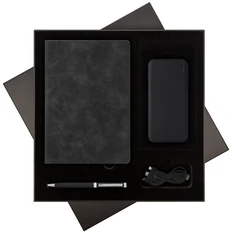 Набор подарочный Portobello Verona: внешний аккумулятор Luce 10000 mAh, ежедневник недатированный, ручка шариковая, черный фото