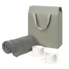 Набор подарочный Portobello: вязаный плед Cella, две чайные пары Mokko, серый фото