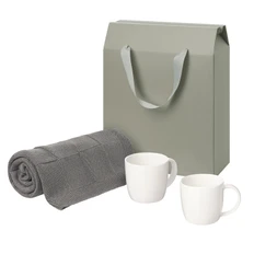 Набор подарочный Portobello: вязаный плед Cella, две фарфоровые кружки Dafna, серый фото